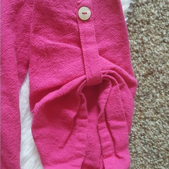 Soft Surroundings Pink Cotton Long Button down Pintuck Top Size Small - Picture 4 of 6